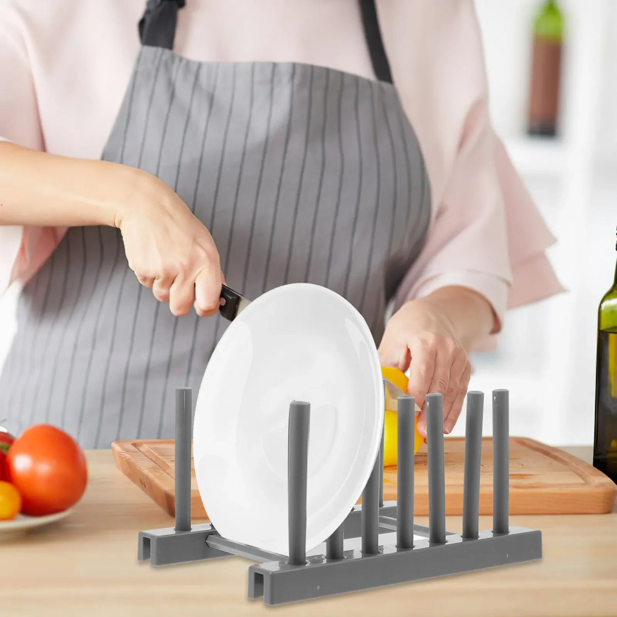 porte assiettes gris moderne rangement cuisine respectueux environnement multifonctionnel utilisation répétitive plastique pp support