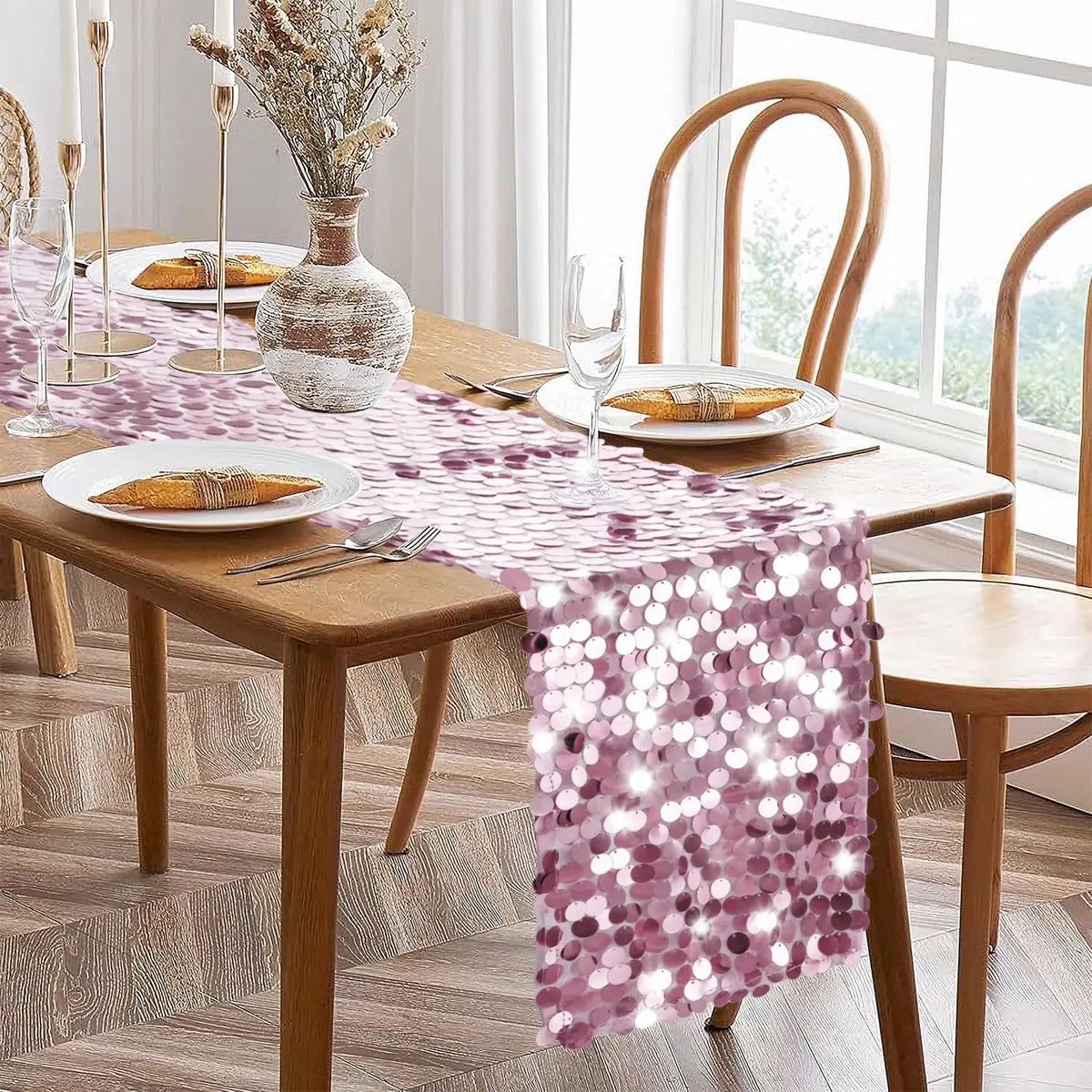 chemin table roses solides opaques decoratif maison festive mariage printemps pâques rustic