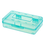 boîtes rangement fournitures scolaires rose bleu jaune transparent texture mat pratique moderne cliquet fermé