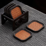 coasters marron tissu tressé moderne adhésif set rangement pièces minimaliste