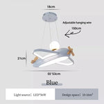 lampe suspendue moderne avion forme bois blanc chambre enfant enfantin chaînes fixées