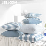 taies d'oreiller bleu clair plaid carreaux moderne polyester 30x50 45x45 cm coussins décoratifs
