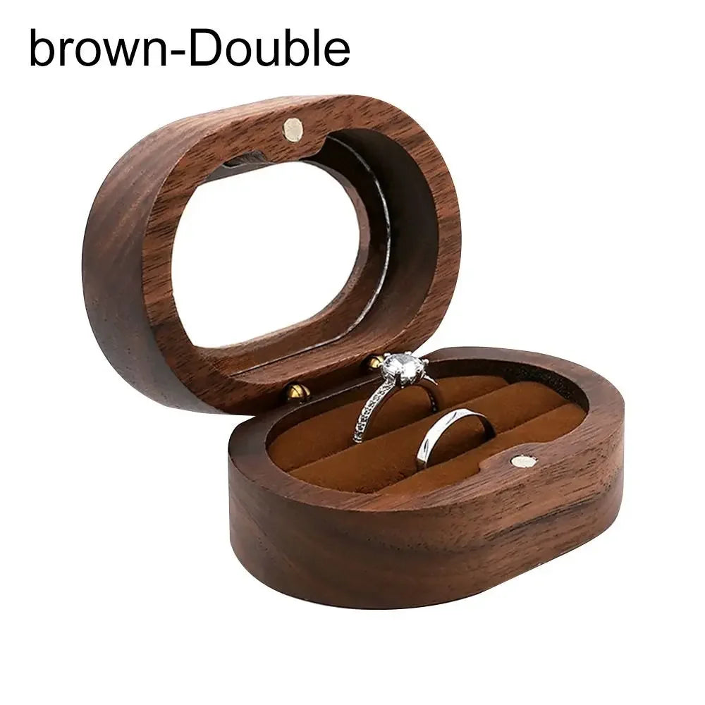 boîtes bijoux marron naturel classique anneaux rangement portable couple