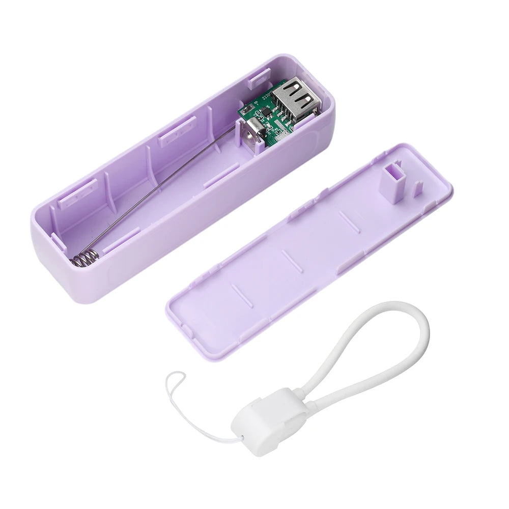 Batterie charge portable boîte stockage violet bleu rose noir blanc moderne compact lanière câble