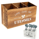 boîte ustensiles bois naturel rustique moderne compartiments ustensiles gris organisateur cuisine
