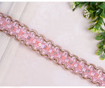 ruban décoratif dentelle élégant sequins dorés or rose violet bleu marron 2mètres polyester