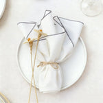 serviettes table blanc vert marron rayures classiques ruban coton fleur artificielle lavables cuisine