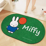 tapis bain dessin animé lapins gris jaune vert bleu rayures enfantin absorbant