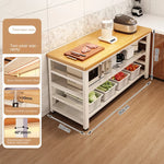 meuble cuisine multifonctionnel bois naturel blanc moderne rangement panier couteau planche découpe micro onde