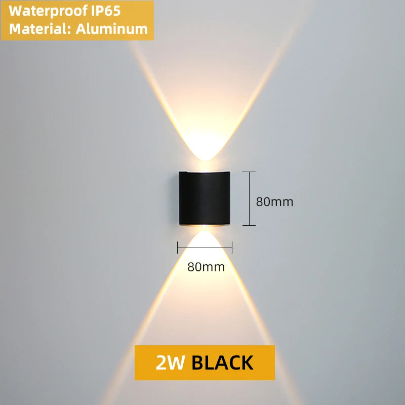 applique murale led moderne noire fixée mur diodes led étanches ip65