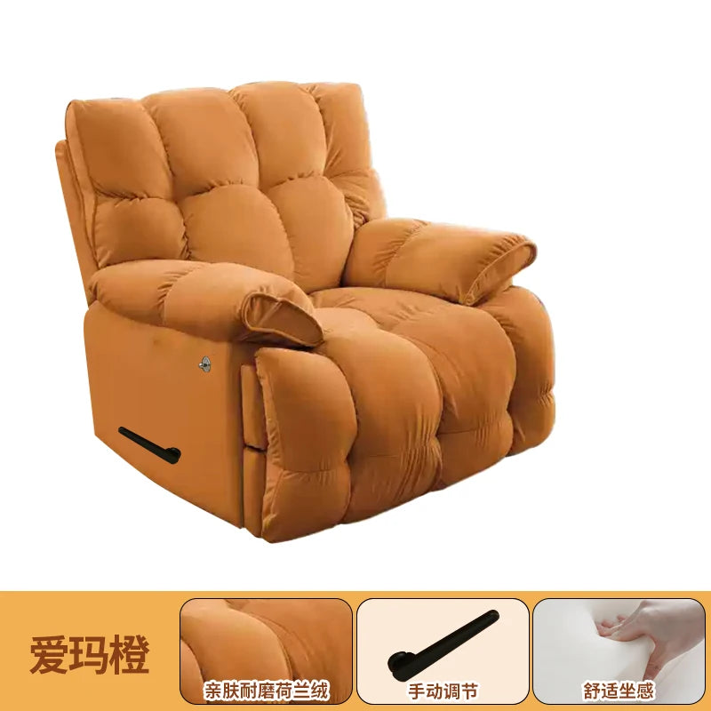 fauteuil relax moderne simili cuir gris orange beige vert ergonomique salon