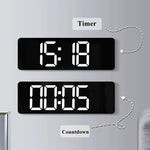 horloge murale numérique moderne noir orange vert télécommande affichage led minimaliste