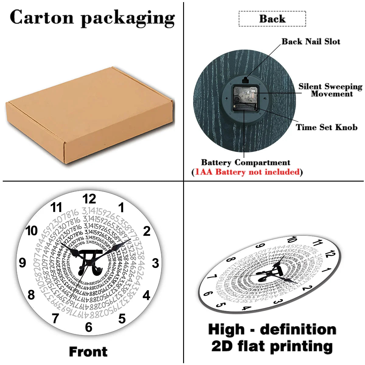 horloge murale circulaire dessins animés couleurs vives bambou bois moderne