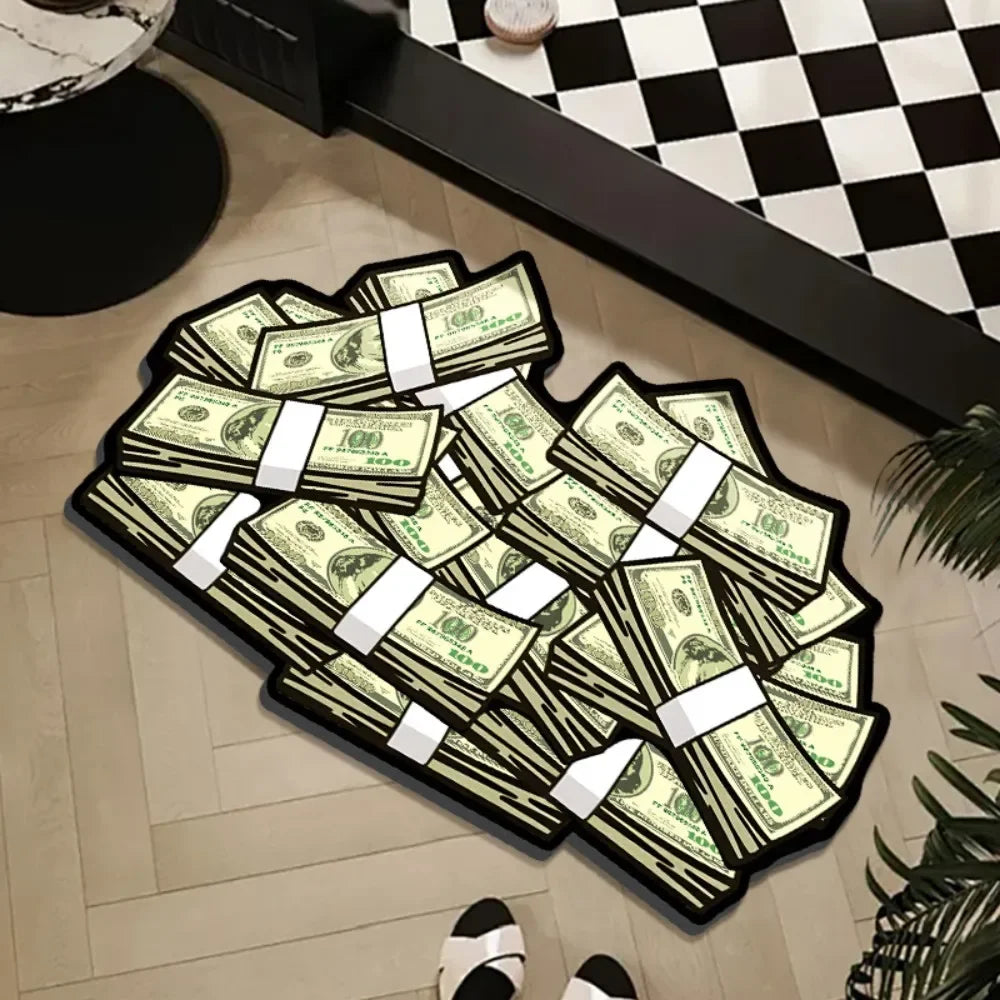 tapis vert blanc noir billets banque moderne antidérapant polyester lavage machine main