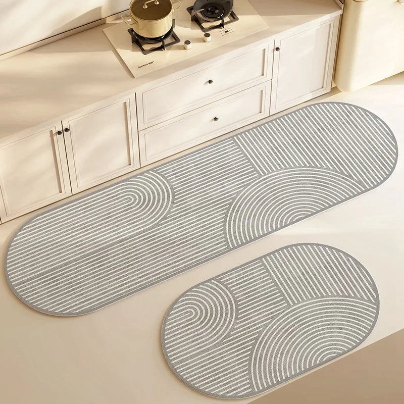 tapis sol antidérapant polyester moderne beige gris lignes concentriques usage intérieur extérieur