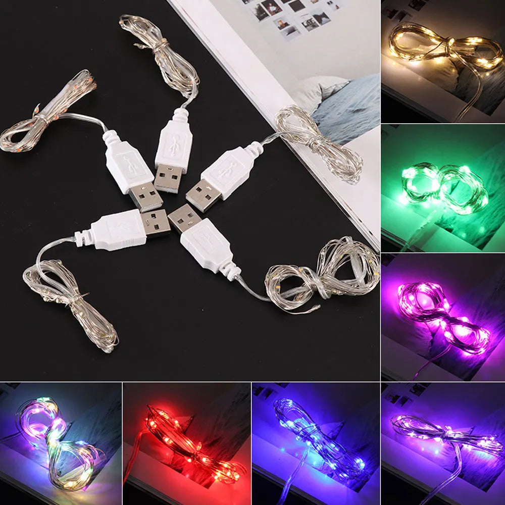 guirlande lumineuse led usb fil cuivre multicolore moderne décoration fête noël mariage