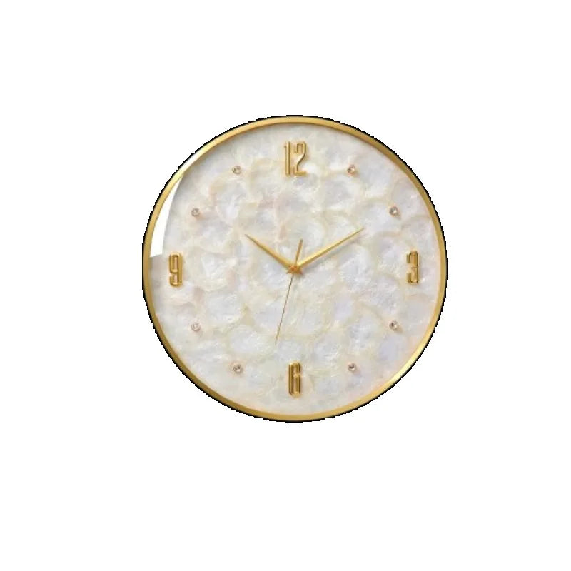horloge murale moderne or blanc élégante aiguille dorée salle couloir decoration maison fixation invisible