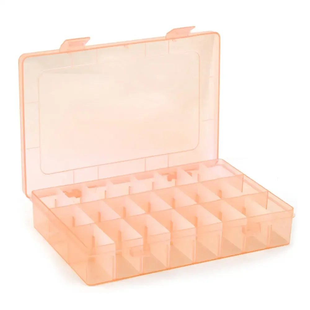 boîte rangement transparente moderne 24 compartiments anneaux suspension pièces bijoux plastique respectueux environnement