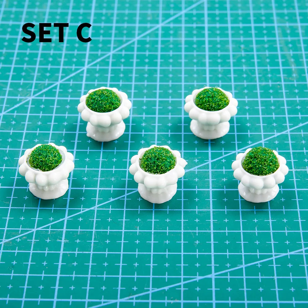 miniature pots fleurs blanc détails relief décoration jardin diy artificiels