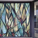 film autocollant décoratif art nouveau feuilles stylisées motifs floraux protection uv isolation thermique vert