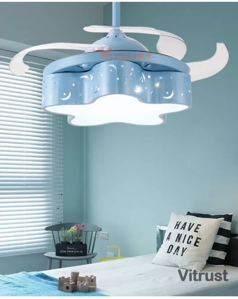 ventilateur moderne led télécommande 36 42 pouces rose bleu vert blanc