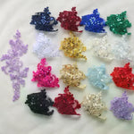 patchs tissu brodé appliques dentelle motif floral rouge bleu doré