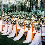 rideaux deco blanc soie translucides mariage anniversaire saint valentin bouquets fleurs