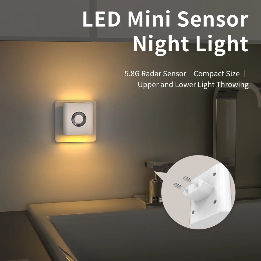 veilleuse led capteur mouvement blanc compact moderne prise eu 220v flux lumineux faible chambre