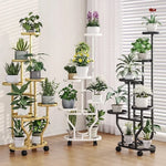 meuble fleurs or blanc moderne niveaux roulettes métal assemblageintérieur plante pots