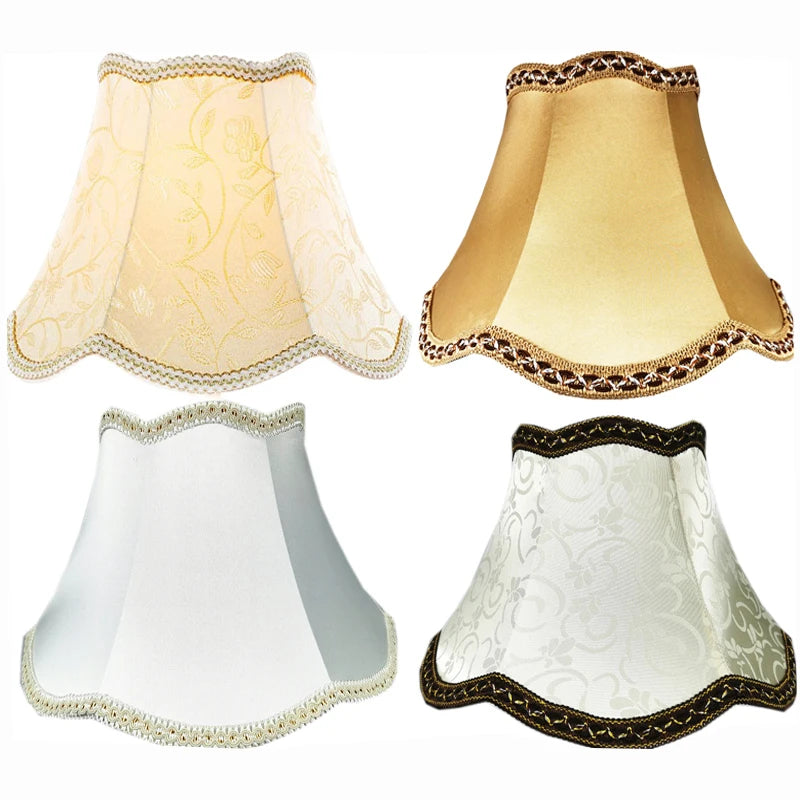 abat jour tissu floral broderie franges beige luxe décoration lampe table murale moderne