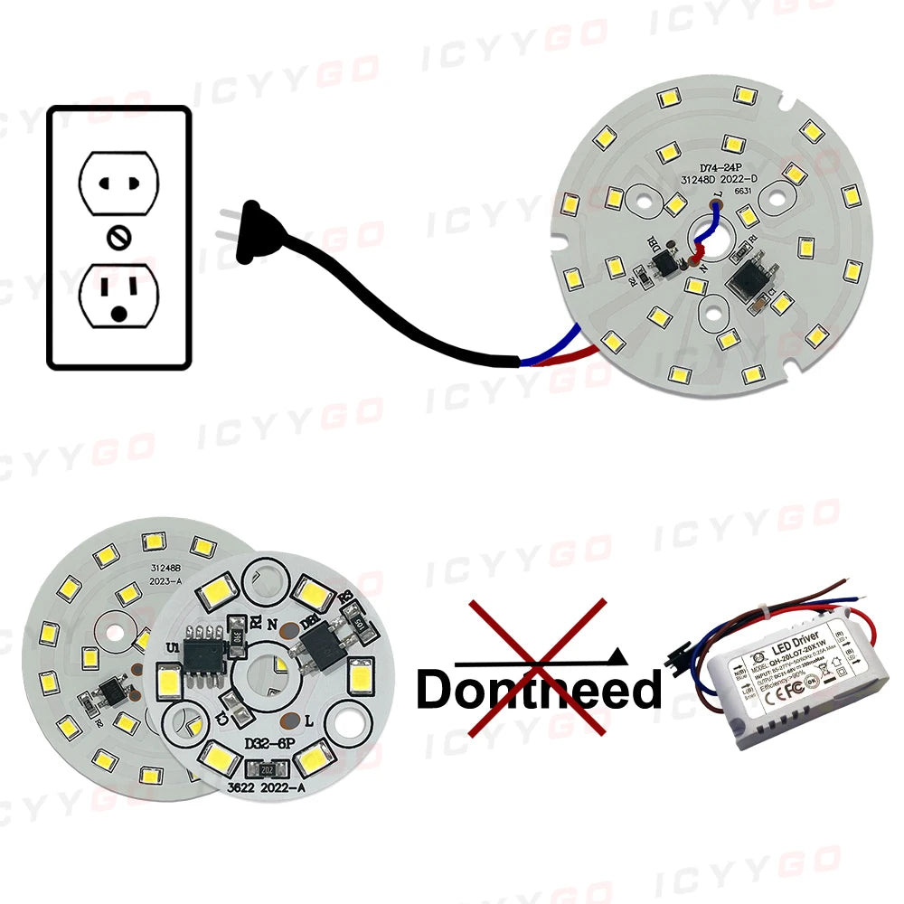 plaque led circulaire 12w 15w 18w diodes blanches moderne ac 220v 240v
