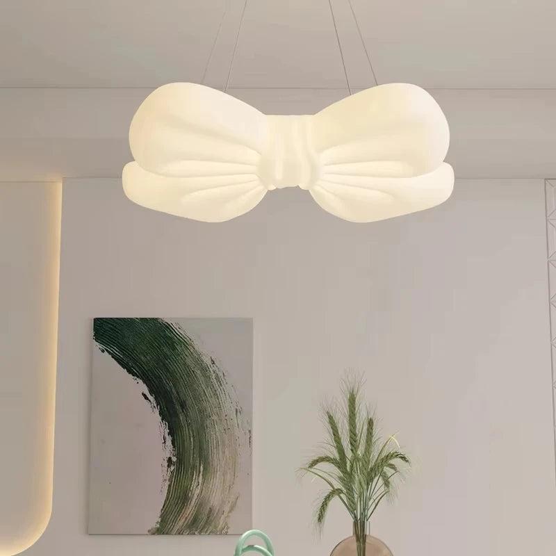 lampe suspension moderne nœud décoratif blanc éclairage surface télécommande