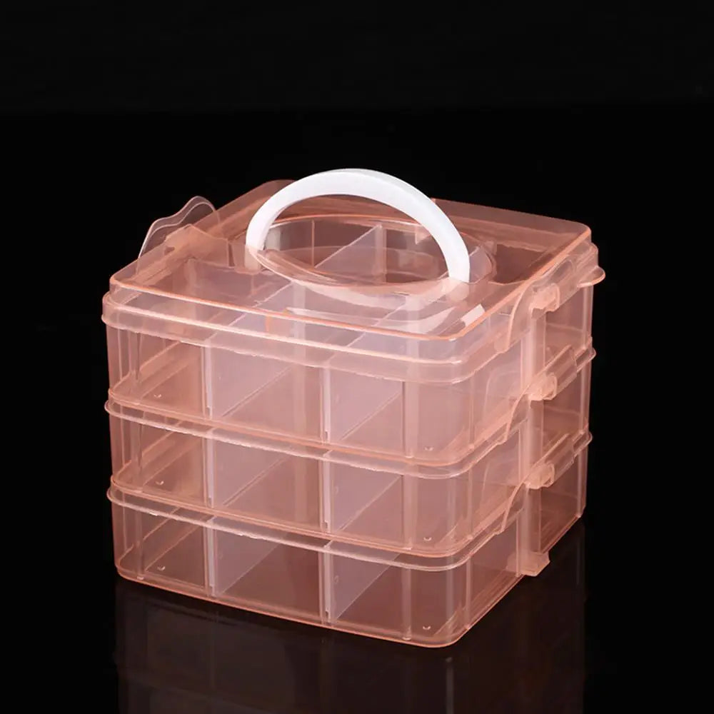 boîte rangement bijoux transparente portable niveaux compartiments ajustables poignée amovible modernes
