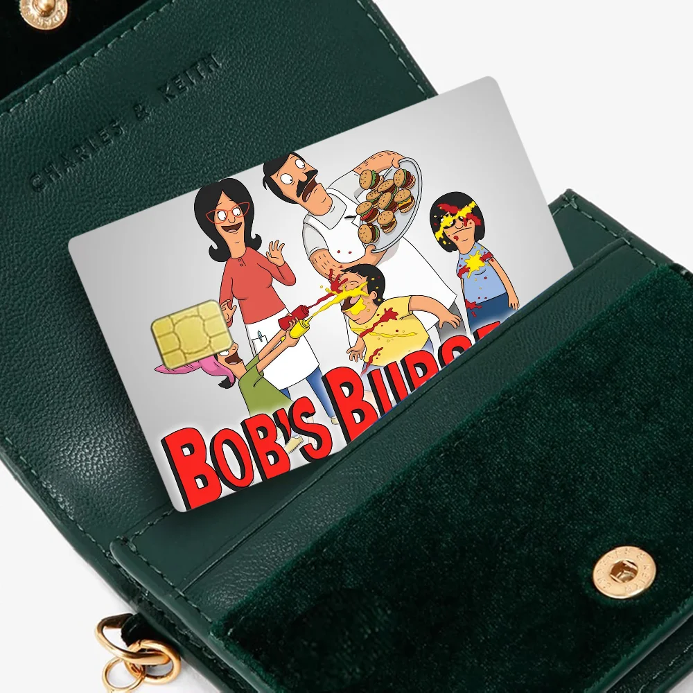 sticker adhésif carte crédit dessin animé bob's burgers the movie waterproof réutilisable bleu jaune