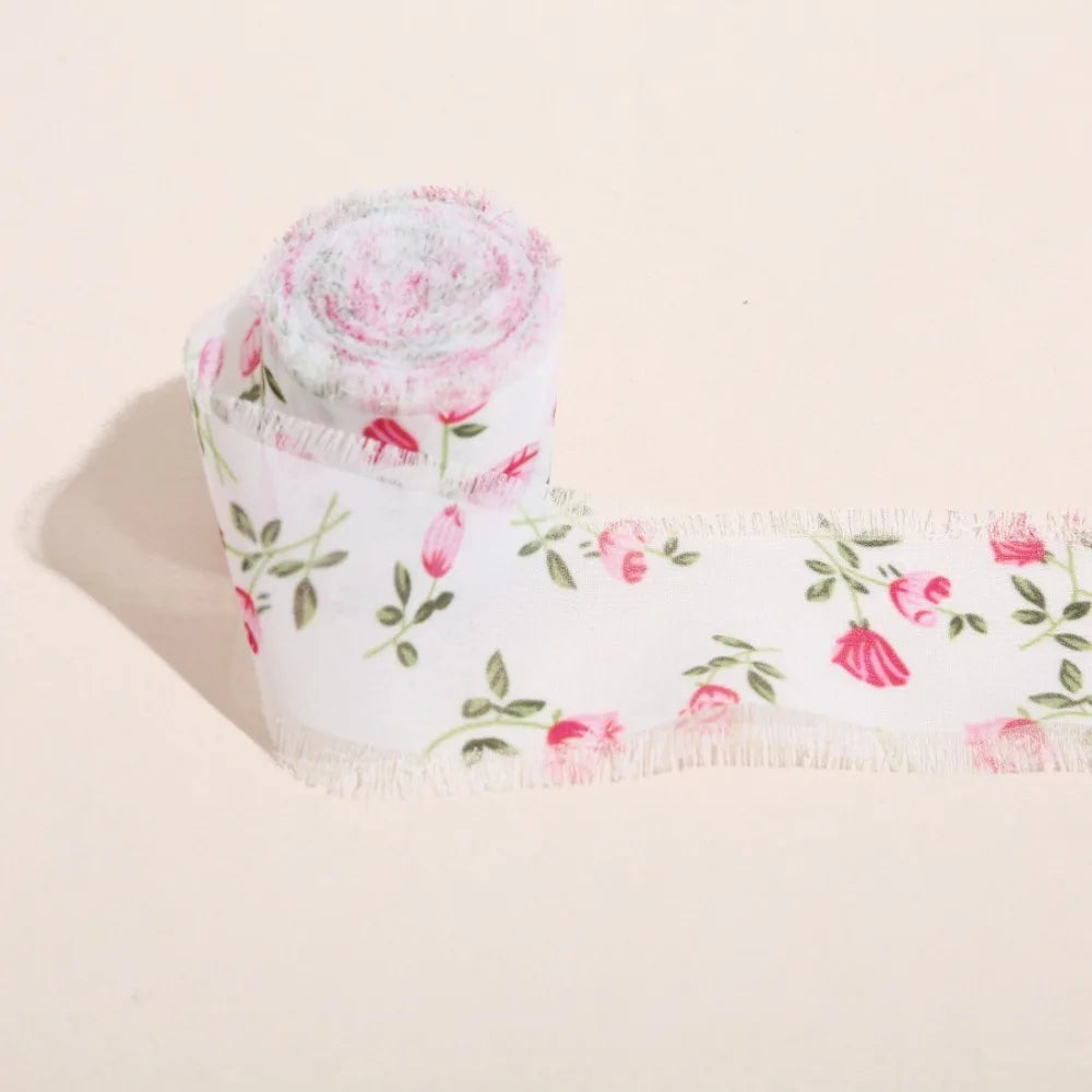 ruban décoratif classique fleurs feuilles franges blanc rose vert bleu marron adhésif 5mètres largeur4cm