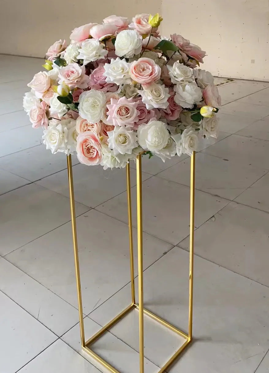support fleurs artificielles moderne bouquet doré élégant décoration mariage tablecoration métal or rouge blanc