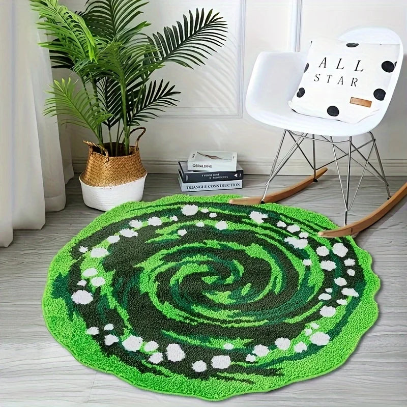 tapis vert moderne imperméable polyester spirale points intérieur salon chambre voyage