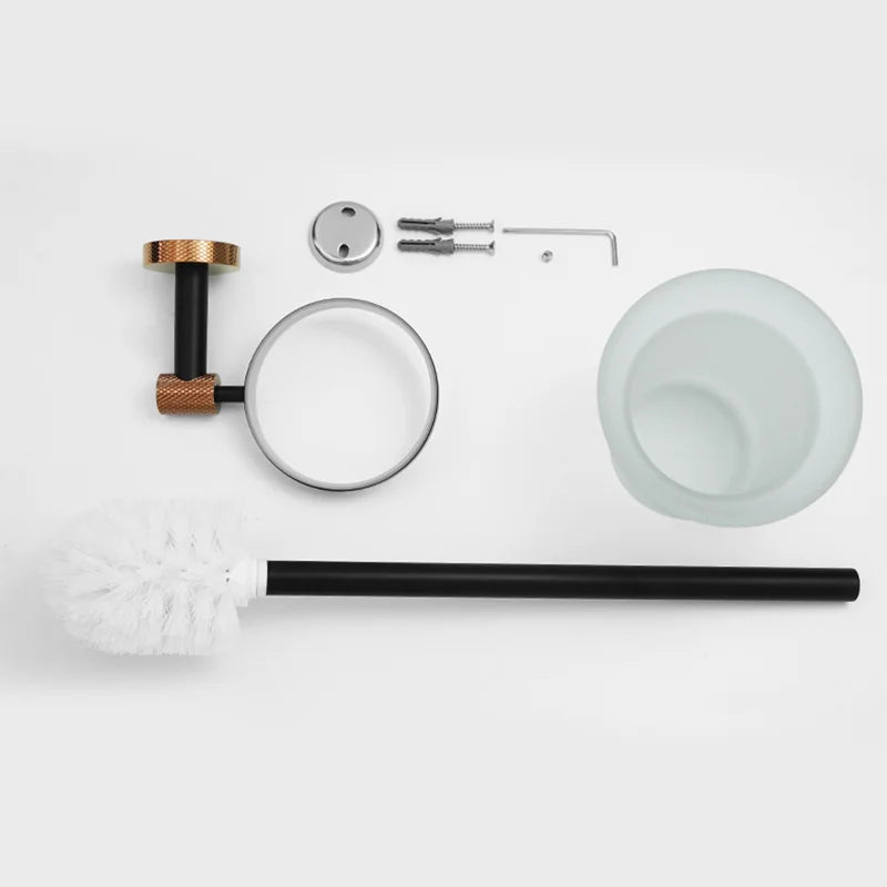 accessoires salle bain moderne porte serviettes noir cuivre doré fixations murales minimalistes