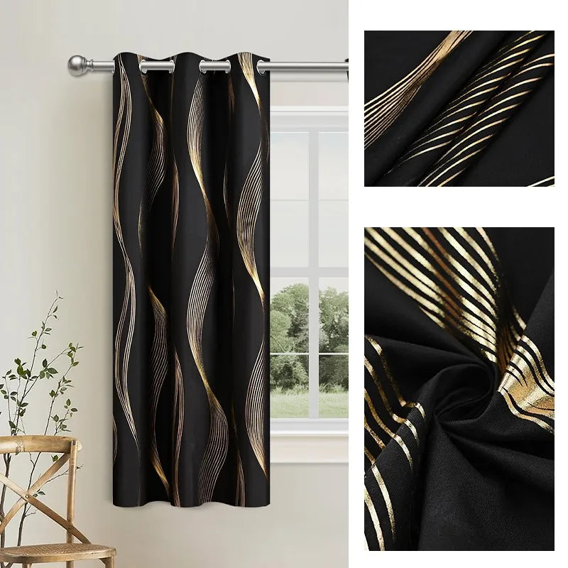 rideaux noir doré marbré ondulés opaques isolation thermique 100x250cm 132x241cm moderne élégantôtel