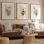 toile d'art moderne fleurs séchées beige blanc cadre bois chambre salon