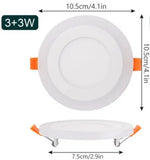 Panneau led double couleur blanc bleu rond carré moderne intégré 110V 220V 6W 9W
