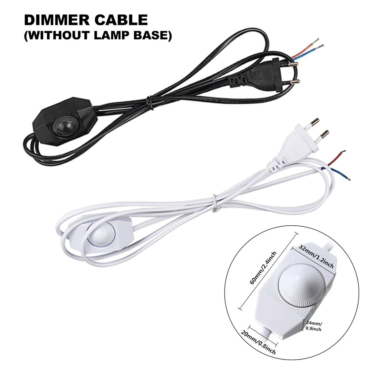 câble électrique vintage ampoule e14 e27 noir blanc douille socket interrupteur variateur 1mètre