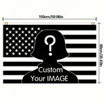 drapeau américain noir étoiles blanches rayures horizontales polyester dimensionnable 150cm 90cm fixations solides opacité