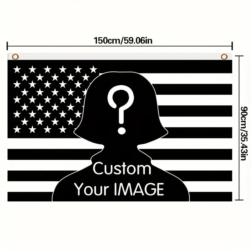 drapeau américain noir étoiles blanches rayures horizontales polyester dimensionnable 150cm 90cm fixations solides opacité