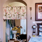rideau floral vintage opalescent plante papillon blanc vert rouge maison