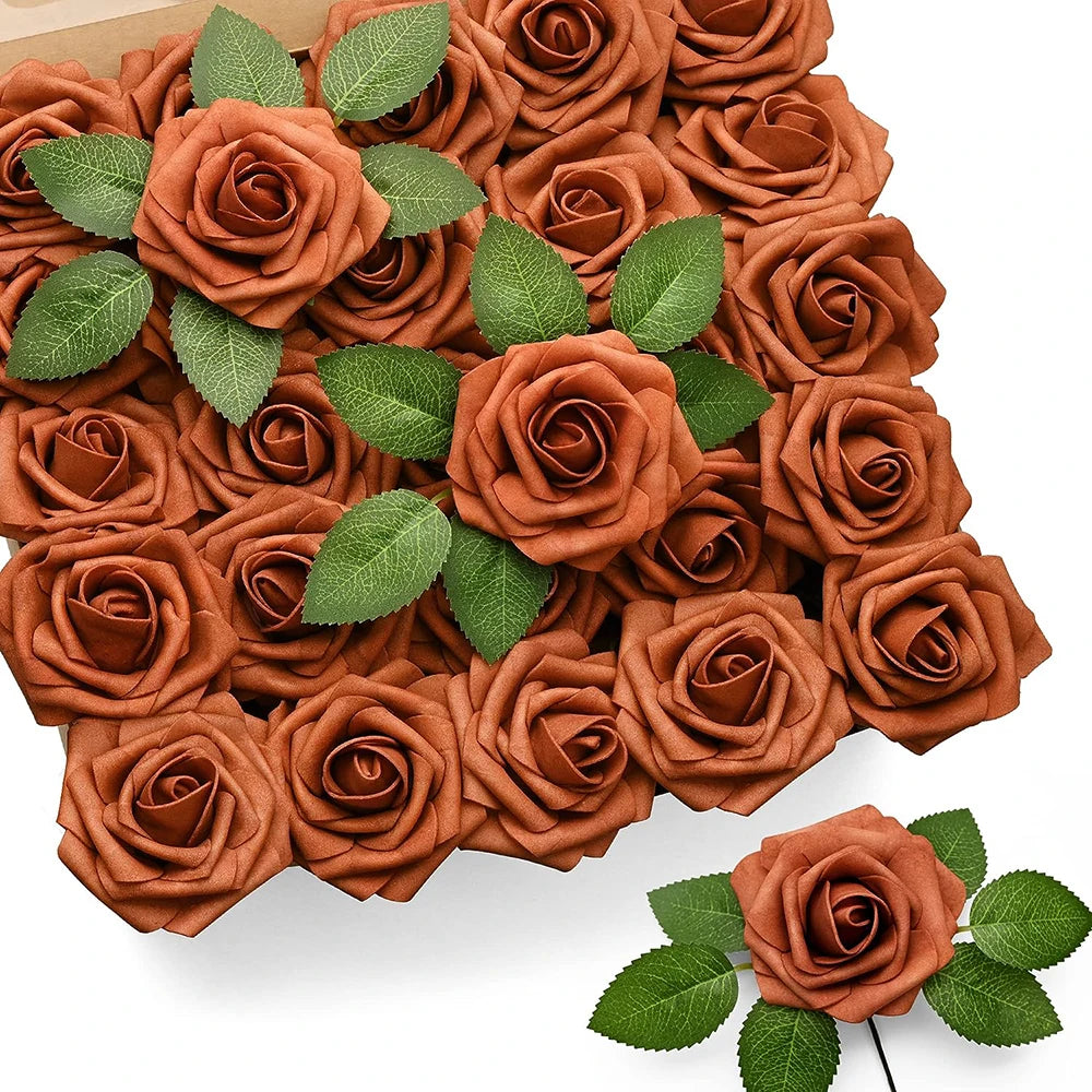 bouquet roses artificielles fleurs décor mariage fête anniversaire décoration maison intérieur fleurs roses orange