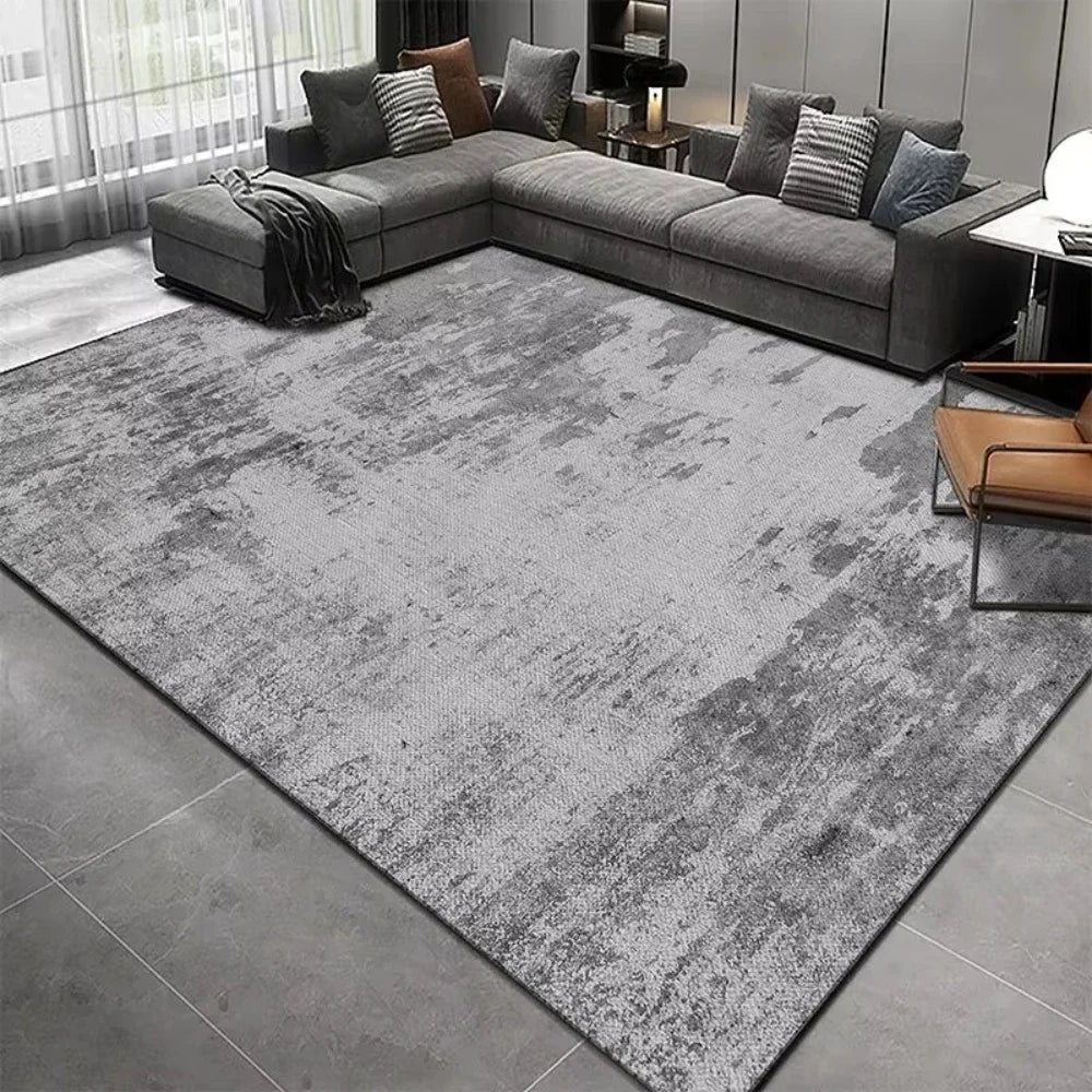 tapis salon moderne gris noir vert motif abstrait décoration maison intérieur appartement doux polyester