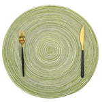 placemats tissés moderne spirale vert bleu beige gris opaques table