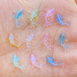 poissons résine colorés transparents violet bleu jaune rose 8x15mm figurines scrapbook nail art decoration