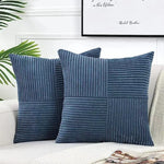 housse coussin polyester rayé moderne beige zip blanc salon decoration